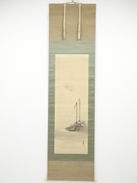 JAPANESE HANGING SCROLL / HAND PAINTED / SCENERY / BY CHOKUJO FUKADA (1913) 